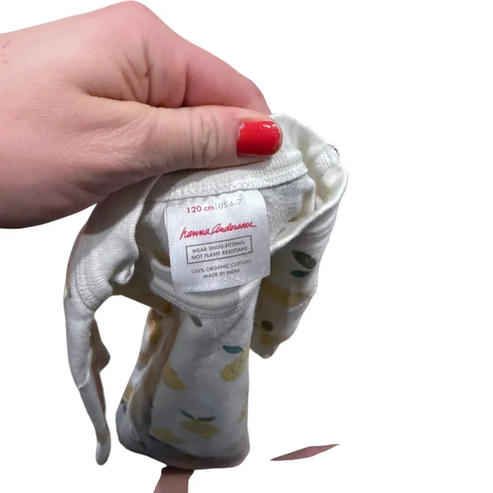 Hanna Andersson Lemon Print Girl's Size 6-7 Pajama Top - Picture 3 of 3